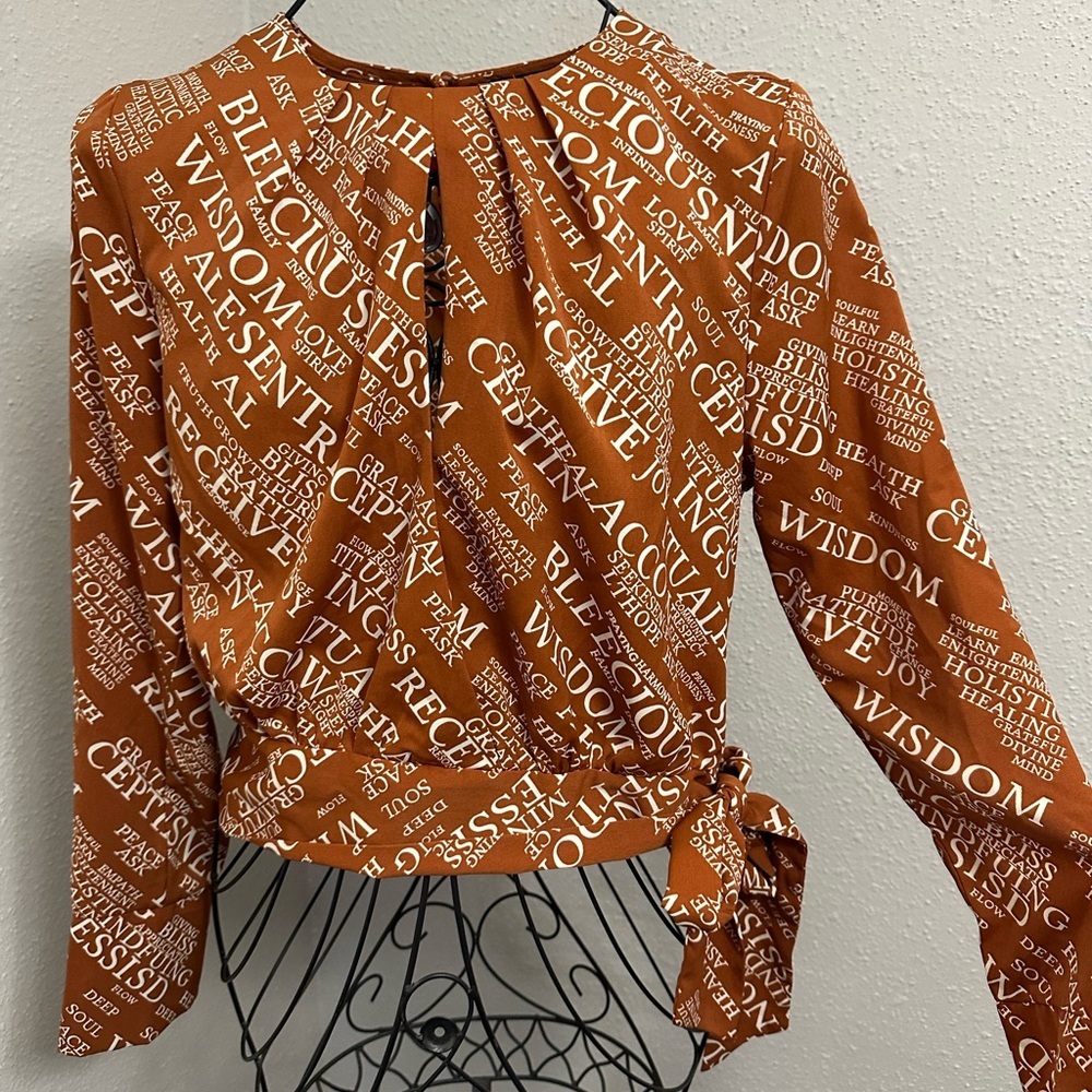 Orange Tie Front Relaxed Blouse